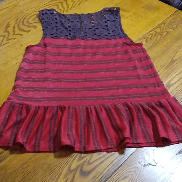 Free People Womens S P SMALL PETITE Tank Top Summer Peplum Boho Preowned Eyelet - Picture 3 of 8